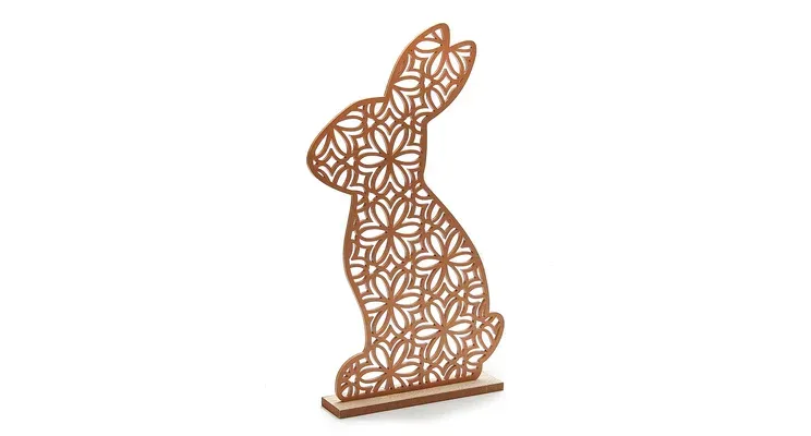 Wooden 'mandala' rabbit sitting 22x40cm