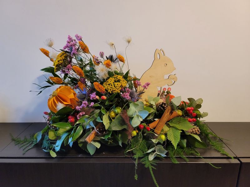DIY eekhoorn bloemstuk