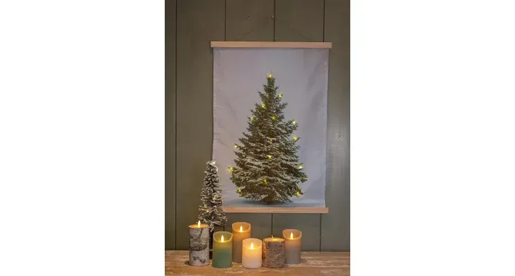 B.o. fluweel doek kerstboom 52x70cm met 15led