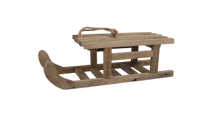 pc. 1 wooden sledge natural 42.5x16x13 cm