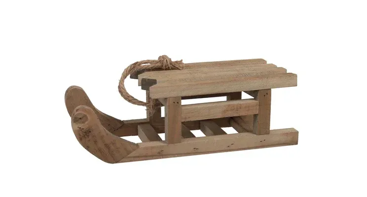 pc. 1 wooden sledge natural 30x10.5x9.5 cm