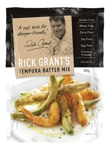 Rick Grant's Tempura Batter Mix
At last! A light, crisp batter mix ideal for vegetables, prawns, scallops, fish, chicken... in fact anything you want to batter.