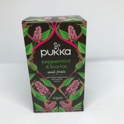 PUKKA PEPPERMINT &amp; LICORICE TEA - 20 herbal Tea Sachets. Naturally Caffeine Free.