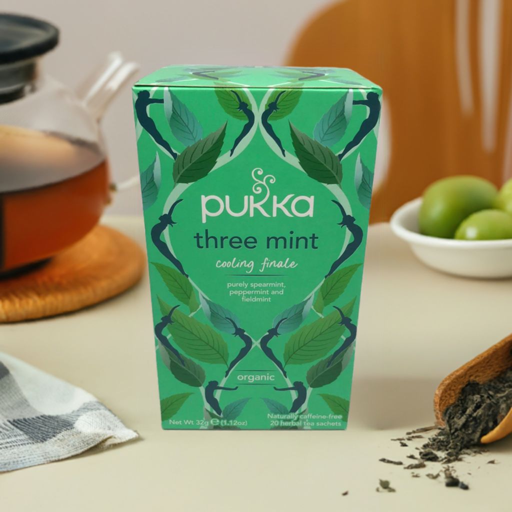 PUKKA THREE MINT HERBAL TEA BAGS - 20 Herbal Tea Sachets. Naturally Caffeine Free.