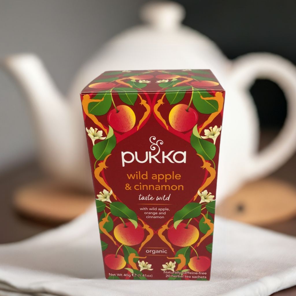 PUKKA WILD APPLE &amp; CINNAMON -  20 Herbal Tea Sachets. Naturally Caffeine Free.