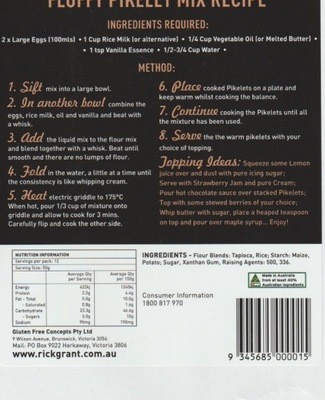 Gluten Free Fluffy Pikelet Mix - Gluten Free and Fodmap Friendly.