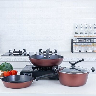 Purple Cookware Set Non-stick Cooking Pan