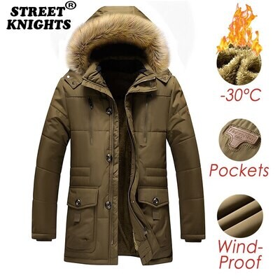 inter Jacket Parkas Coat Fur Collar Fashion Thicken Cotton Warm Wool Liner Jackets Casual Large Size 7XL Men Coat