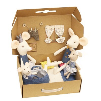 For Girls Cute Baby Dolls Boy Girl The mouse family Mini plush doll house cute mouse doll box family toys