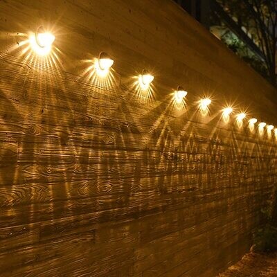 Solar Light Outdoors Christmas Decoration Garden Fence Stair Light Warm Led Waterproof IP65 Wall Lamp Deck Lighting