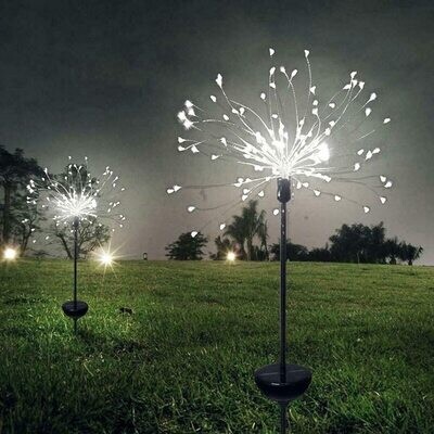 Solar Outdoor Grass Globe Dandelion Waterproof Flash String Lights Lawn Firework Lamp Garden Christmas Decor