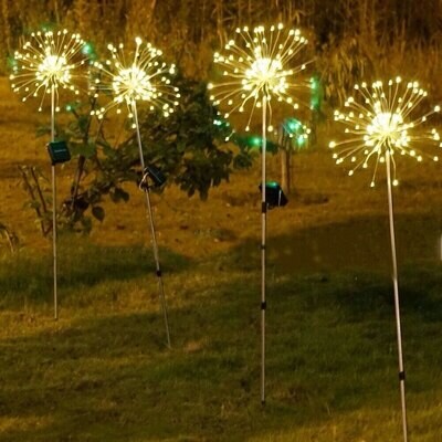 Solar Outdoor Firework Lights Garden 90/150 LED Solar Grass Dandelion Flashing Fireworks Lights Waterproof Fairy Light For Home
