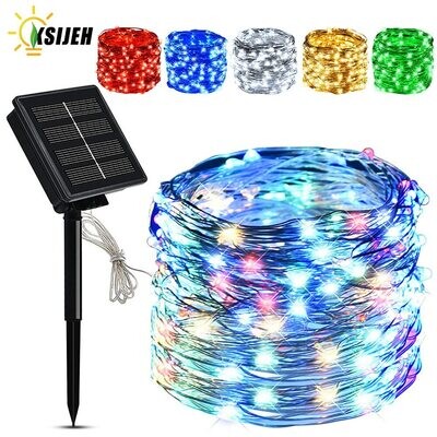 Solar Powered LED String Lights Fairy Garland Waterproof 20M 10M 5M Copper Wire for Christmas New Year Decoration Garden Lamp