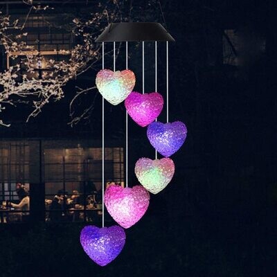 Solar Power Wind Chime Lamps Colorful Windbell Pendant Light Outdoor Hanging Decorative Light