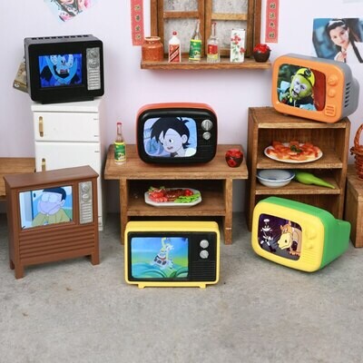 Retro Mini Portable TV Television Watch TV Dollhouse Scene ob11 Model Miniature TV Model Toys