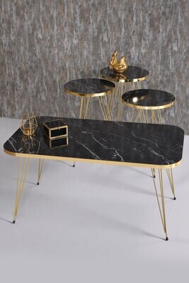İskandinav Zigon Coffee Table Center Table Set Gold Bendir Wire Side Coffee Table Tea Coffee Service Table Round Living Room Table Modern tasarım