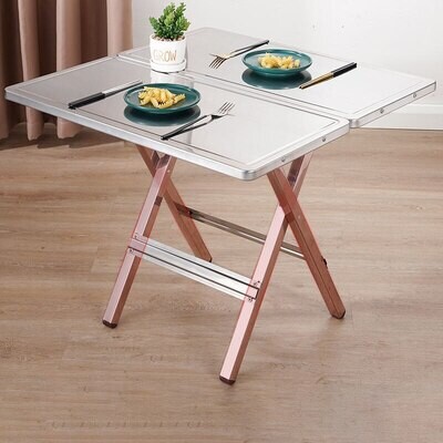 Stainless Steel Folding Table Kitchen Furniture Portable Household Square Outdoor Round Table Modern Simplicity Breakfast Table