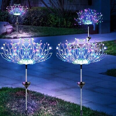 Solar Fireworks Lights Copper Wire Solar Garden Lights Outdoor Decorative LED Lamp Waterproof for Christmas Patio Lawn Backyard