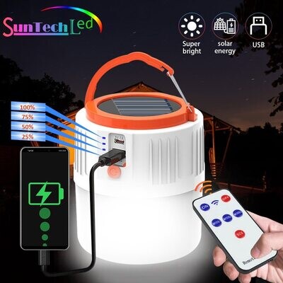 Solar Light,USB Rechargeable Outdoor LED Bulb Emergency Light Power Output Camping Fishing Night Market Waterproof Lights