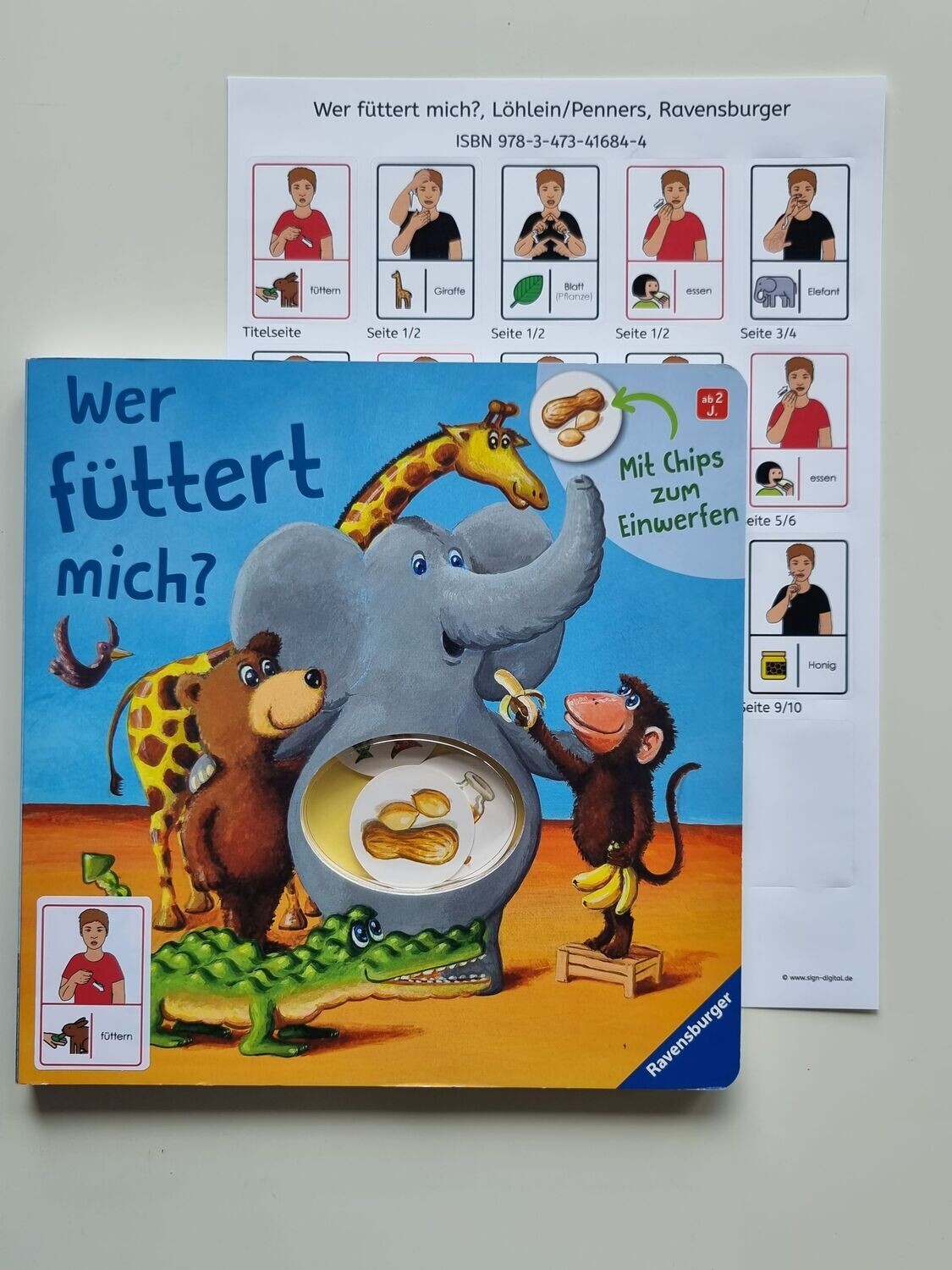 Wer füttert mich: Gebärdenaufkleber