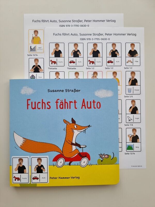 Fuchs fährt Auto: Gebärdenaufkleber Fuchs fährt Auto: Gebärdenaufkleber