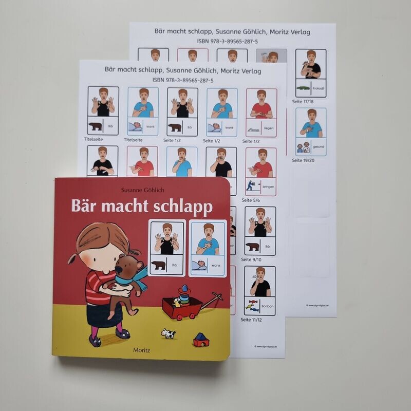 Bär macht schlapp: Gebärdenaufkleber Bär macht schlapp: Gebärdenaufkleber