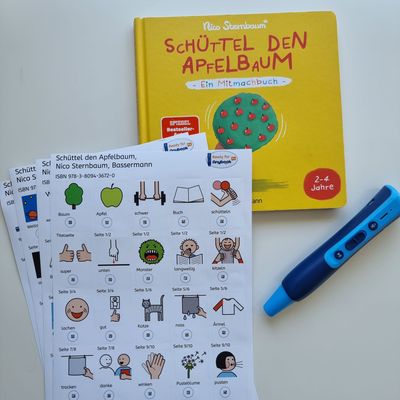Aufkleber mit METACOM-Symbolen und Anybook Codes für Kinderbücher