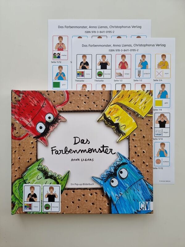 Das Farbenmonster: Gebärdenaufkleber