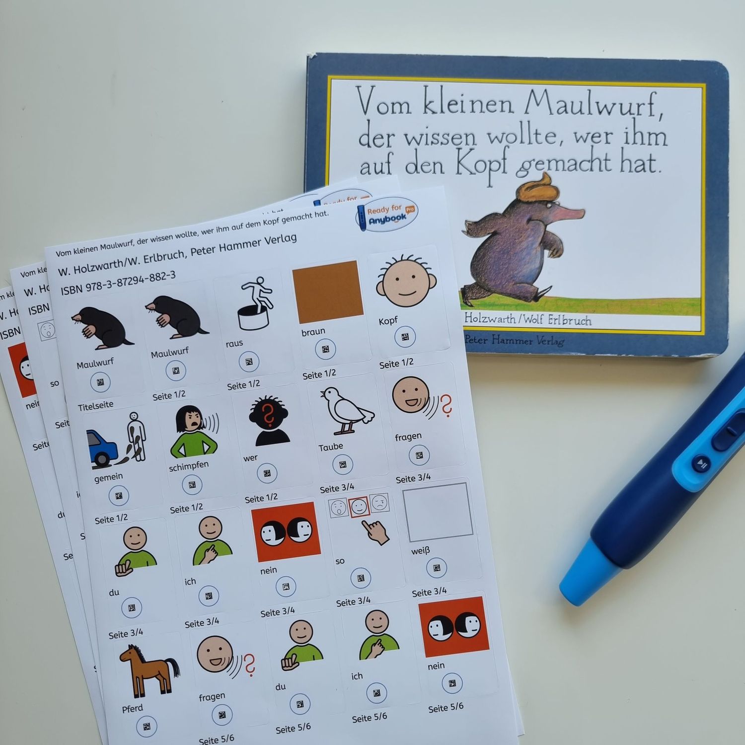 Vom kleinen Maulwurf ... Aufkleber mit METACOM-Symbolen und Anybook Codes