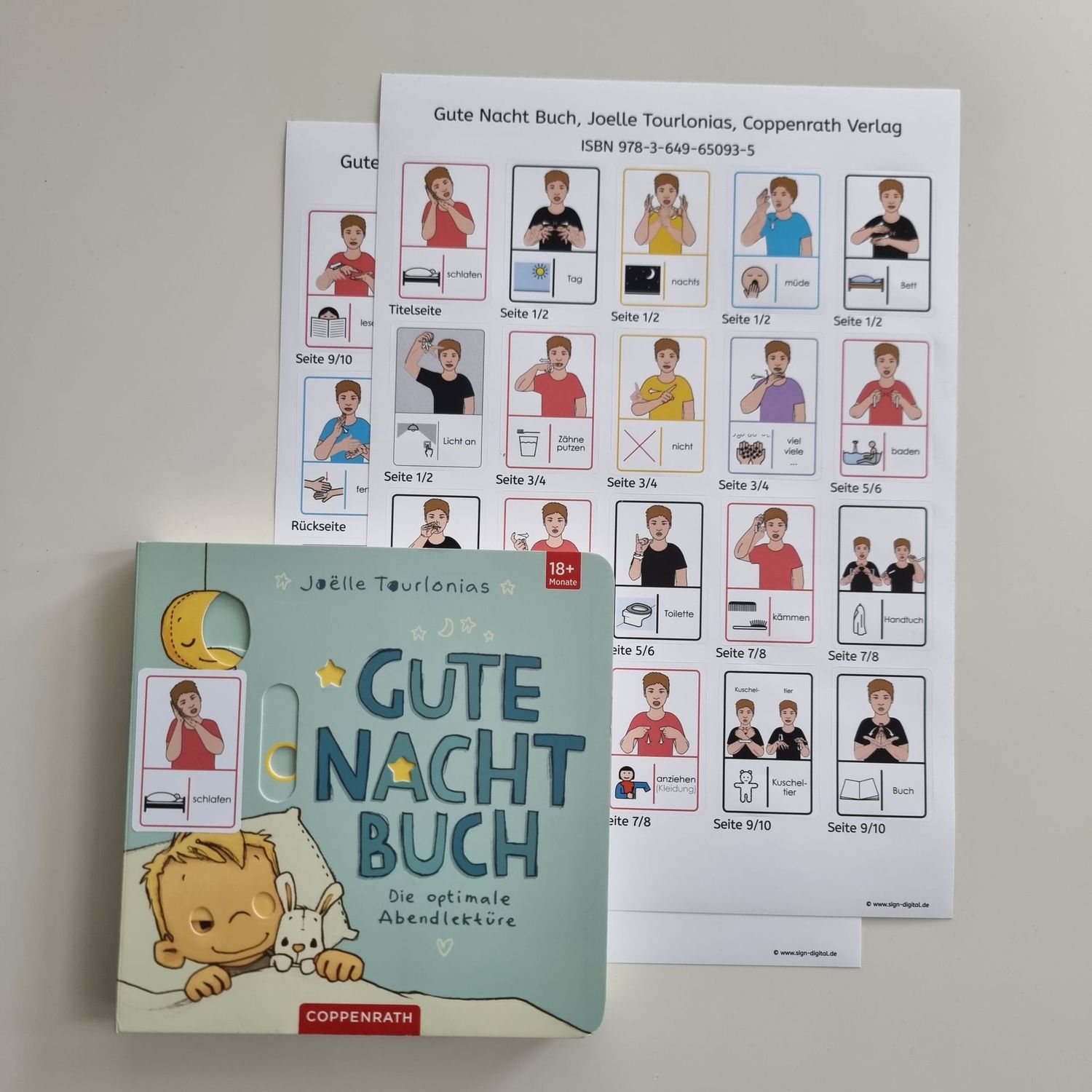 Gute Nacht Buch: Gebärdenaufkleber