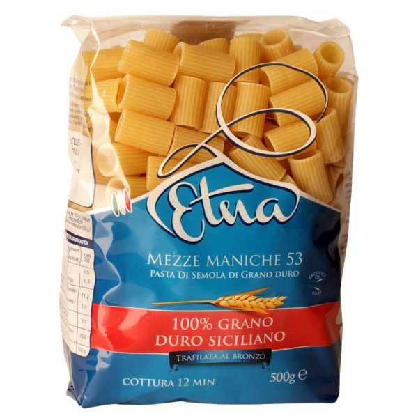 Mezze Maniche 53 "Etna" trafilati al bronzo 100% italienisches Hartweizengrieß aus Sizilien 500gr