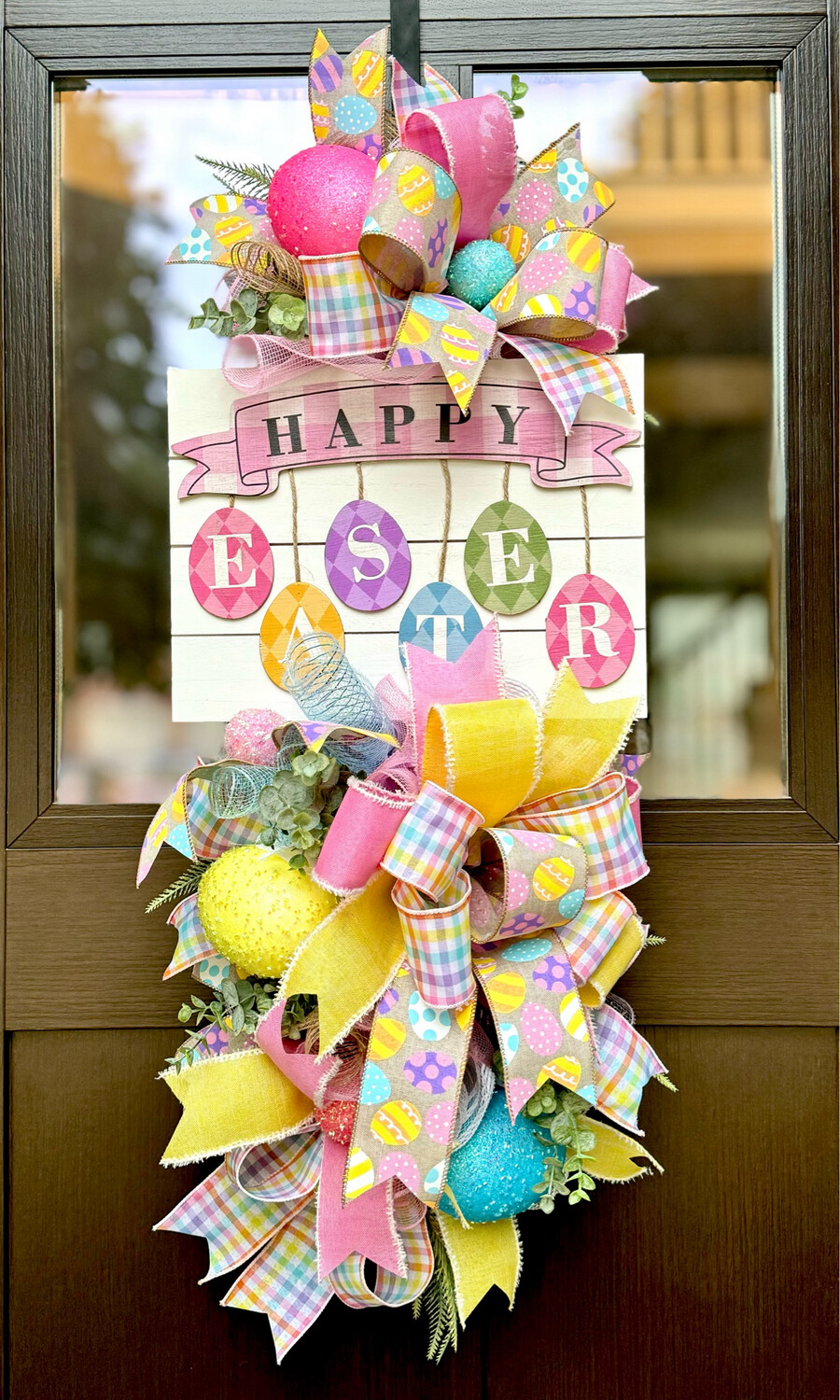 “Happy Easter” Swag Wreath, Easter Wreath