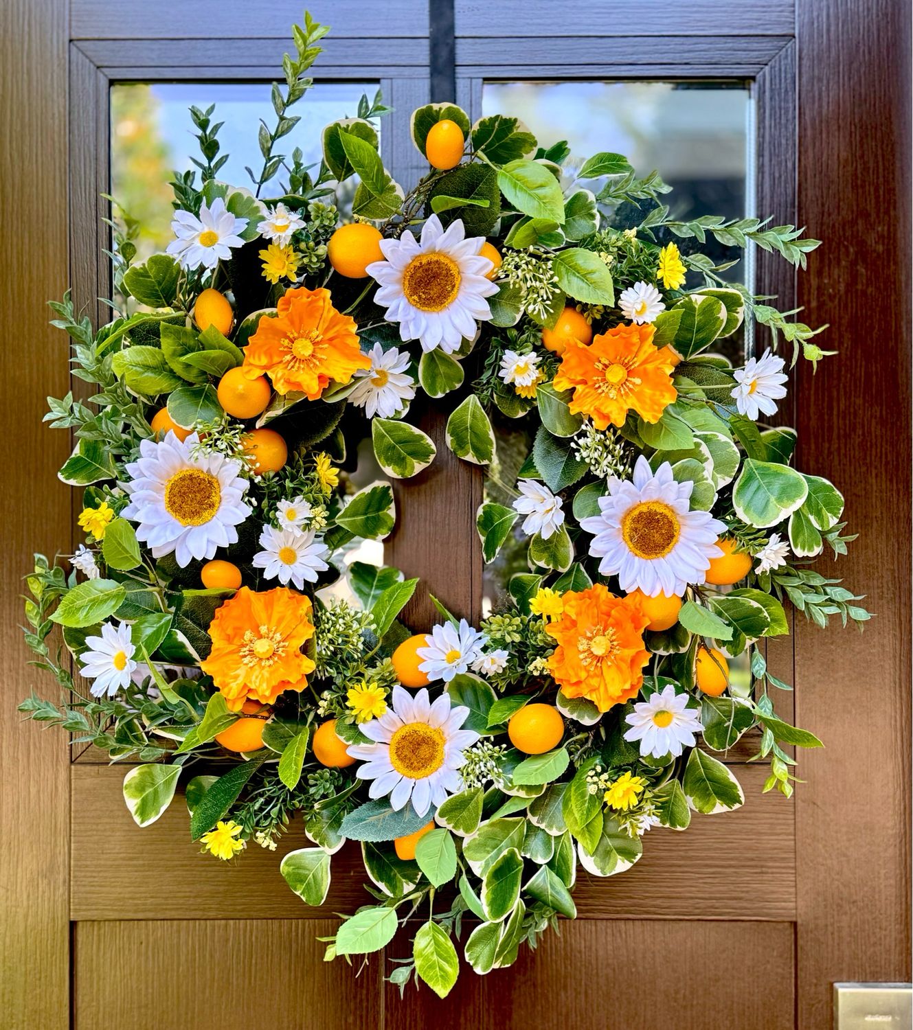 Lemon Grapevine Wreath, Summer Floral Wreath