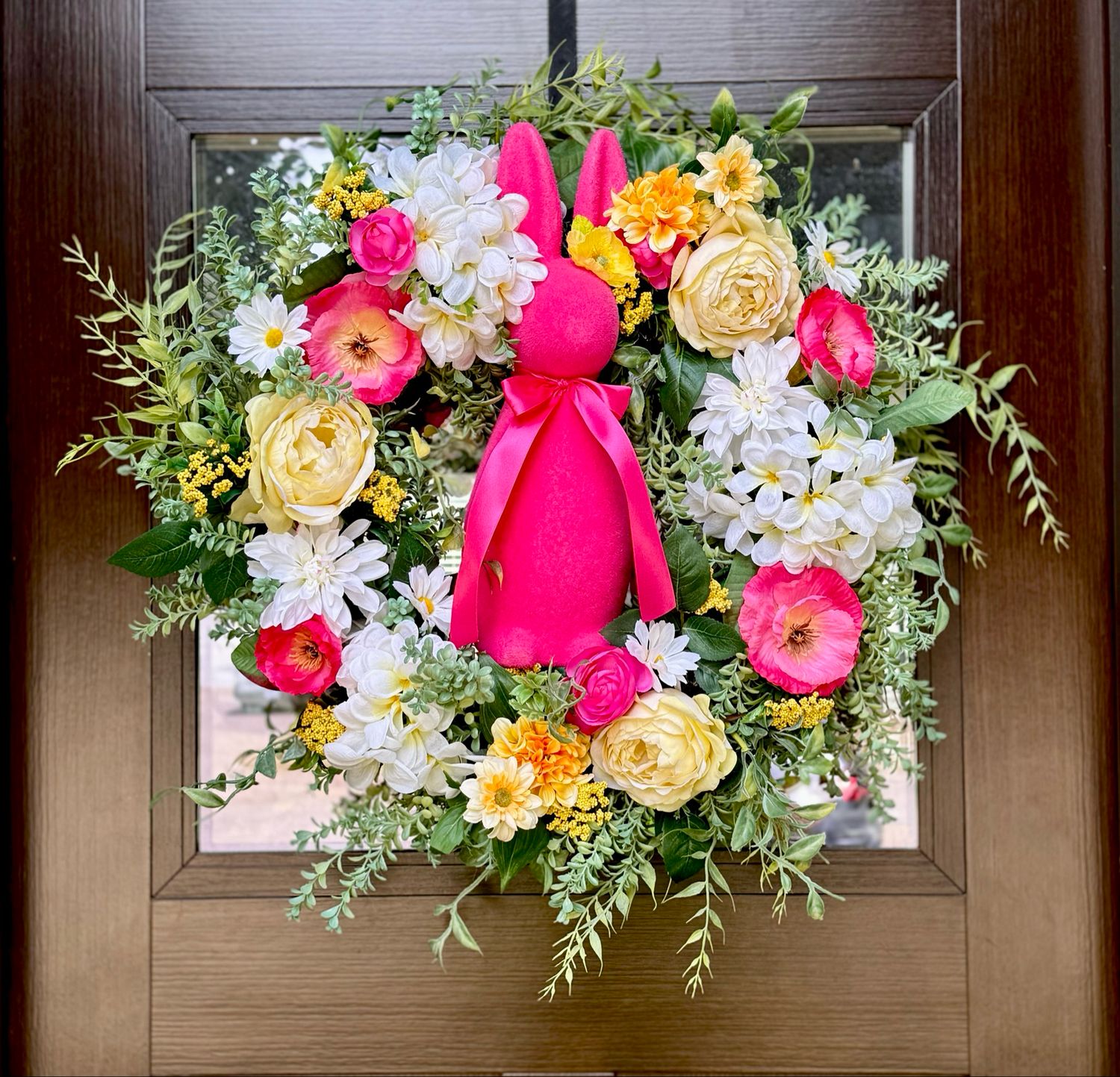 Pink Bunny Wreath, Easter Decor