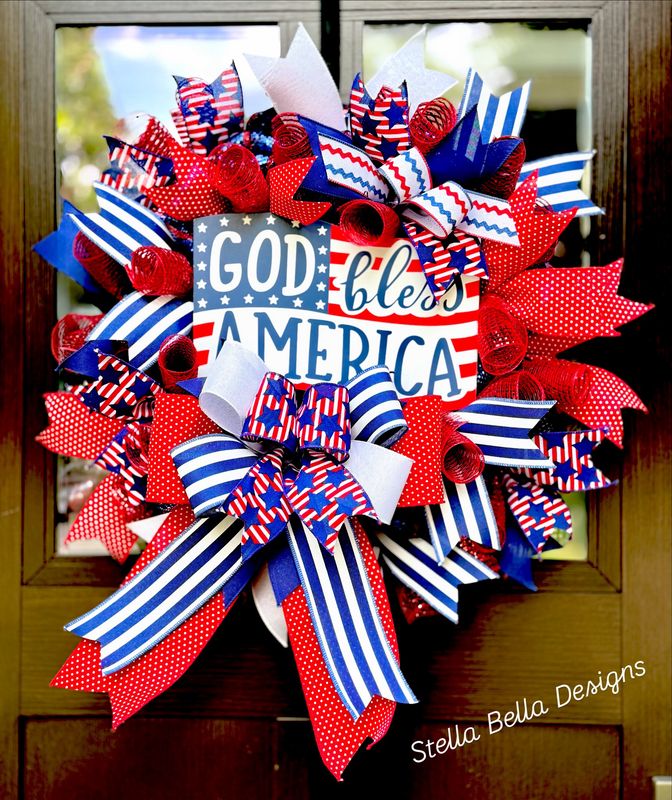 Patriotic Wreath, Red White Blue Wreath