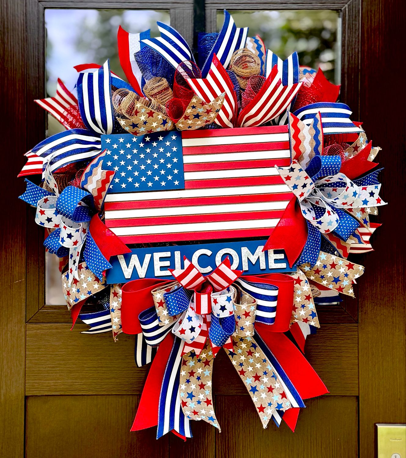 Patriotic Flag Wreath, Welcome Wreath For Summer