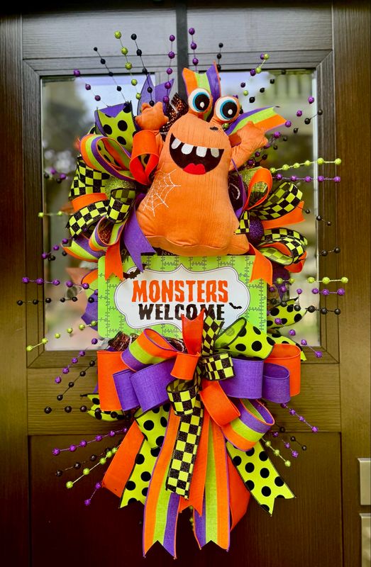 Monsters Welcome Halloween Wreath