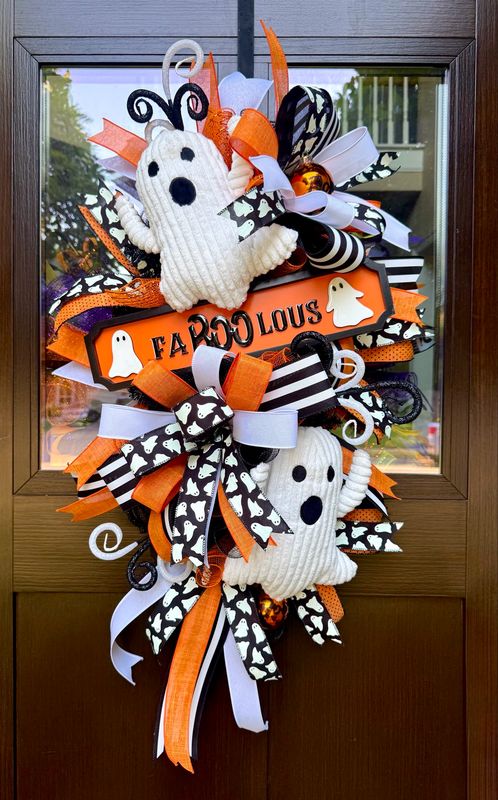 “Faboolous” Ghost Wreath, Halloween Wreath