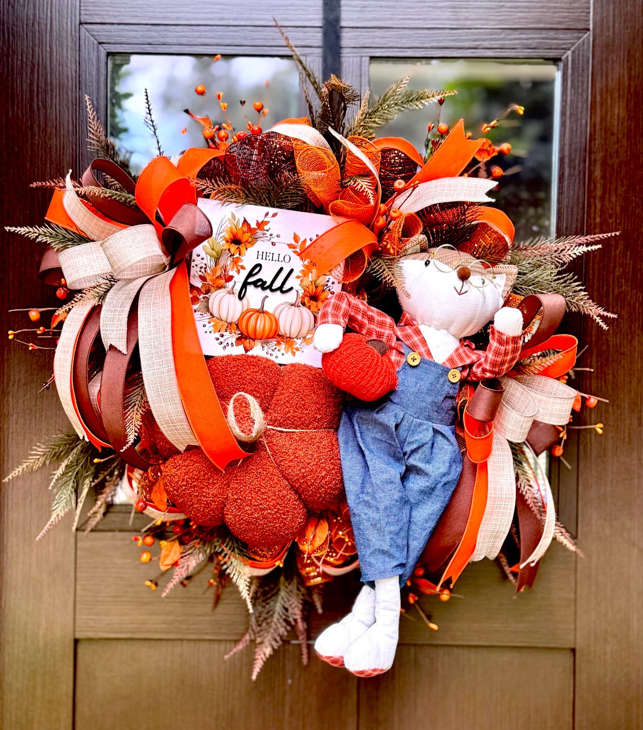 Fall Fox Wreath, Pumpkin Wreath