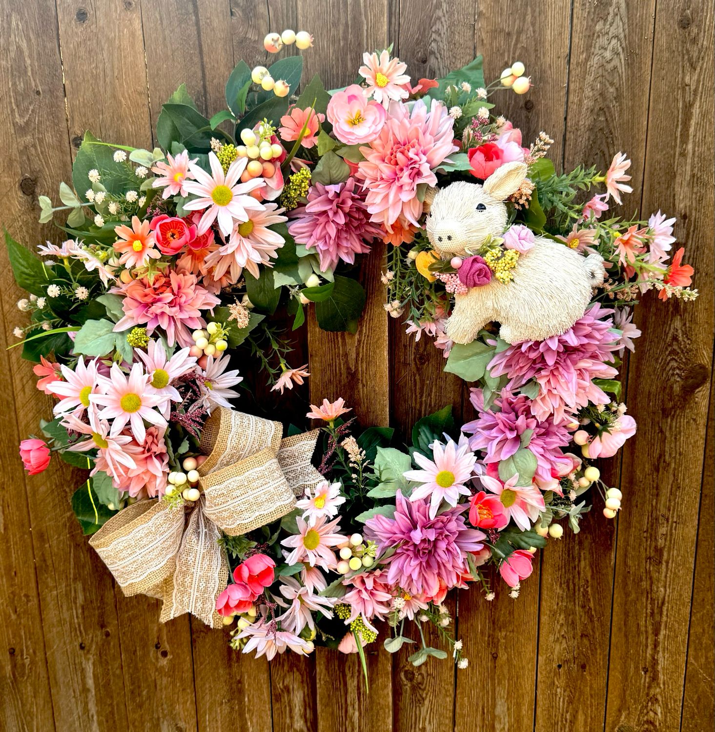 Mauve And Coral Floral Wreath