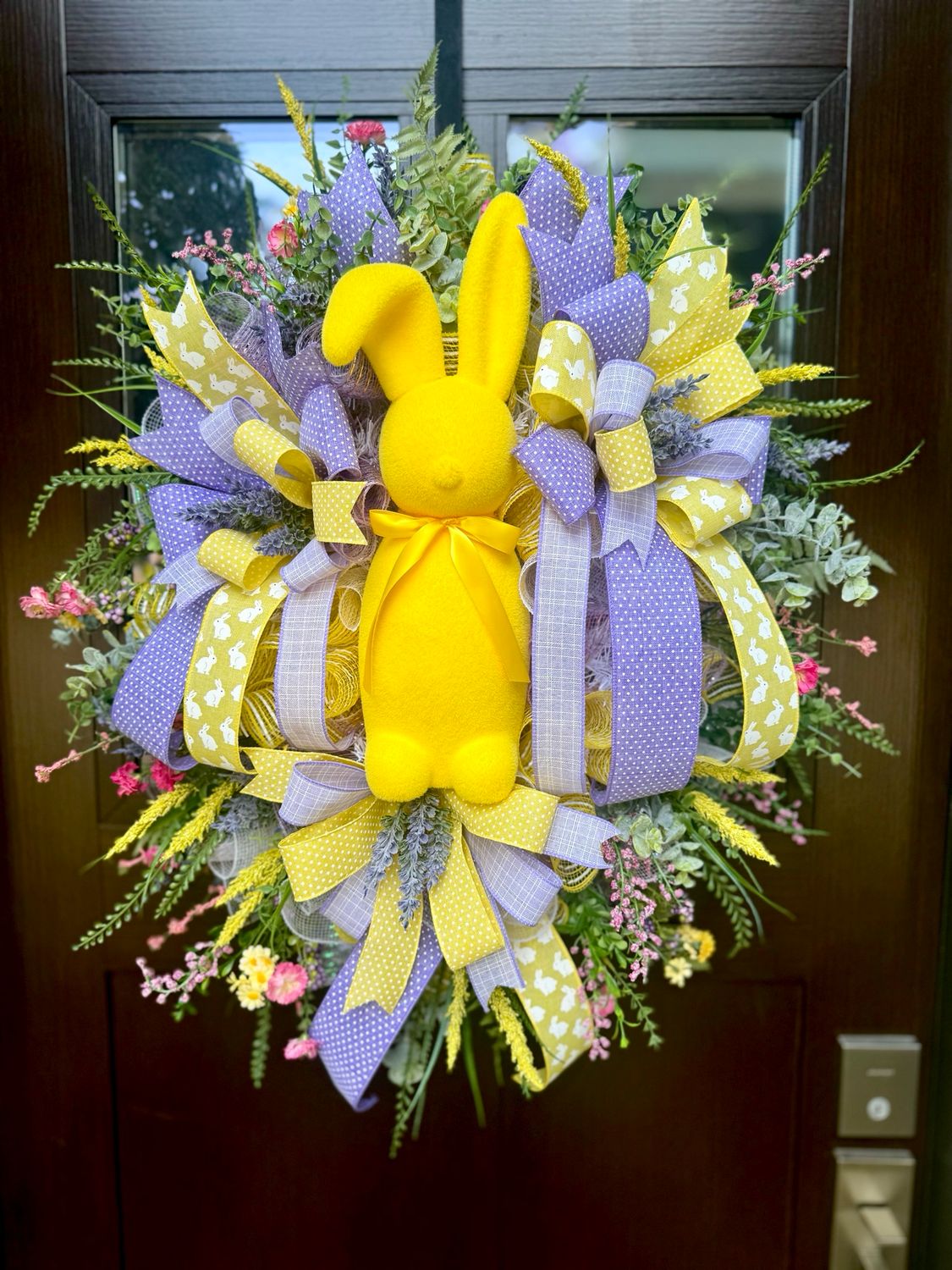 Lavender &amp; Yellow Bunny Wreath
