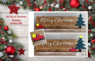 5th Day of Christmas - Christmas Countdown Calendar
PICKUP/DELIVERY: Wednesday, October 7th - 12-2pm
Virtual Live-Ztream Event: Thursday, October 8th at 7:00 pm 5th Day of Christmas - Christmas Countdown Calendar
PICKUP/DELIVERY: Wednesday, October 7th - 12-2pm
Virtual Live-Ztream Event: Thursday, October 8th at 7:00 pm