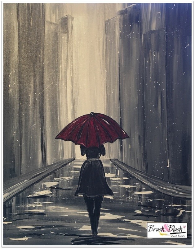 2/18 - Rainy Day Stroll Easel Event
EVENT LOCATION: Brush &amp; Blush Studio
EVENT DATE &amp; TIME: Saturday, February 18th at 7:00pm