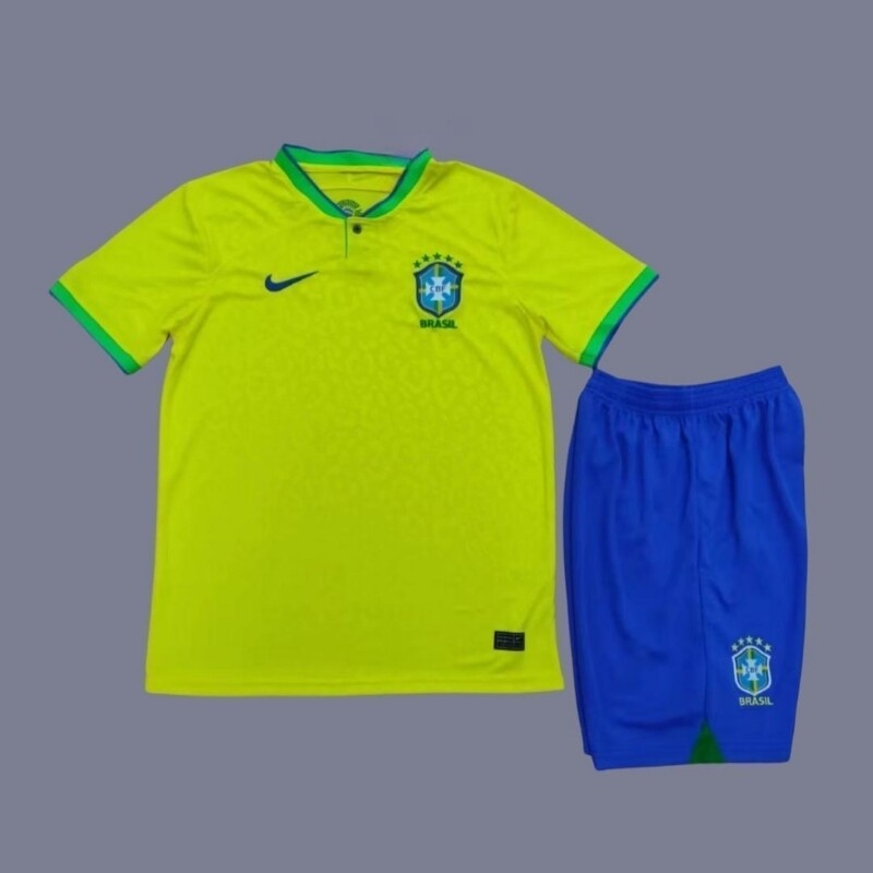2022 Brazil kids home jersey (full kit)