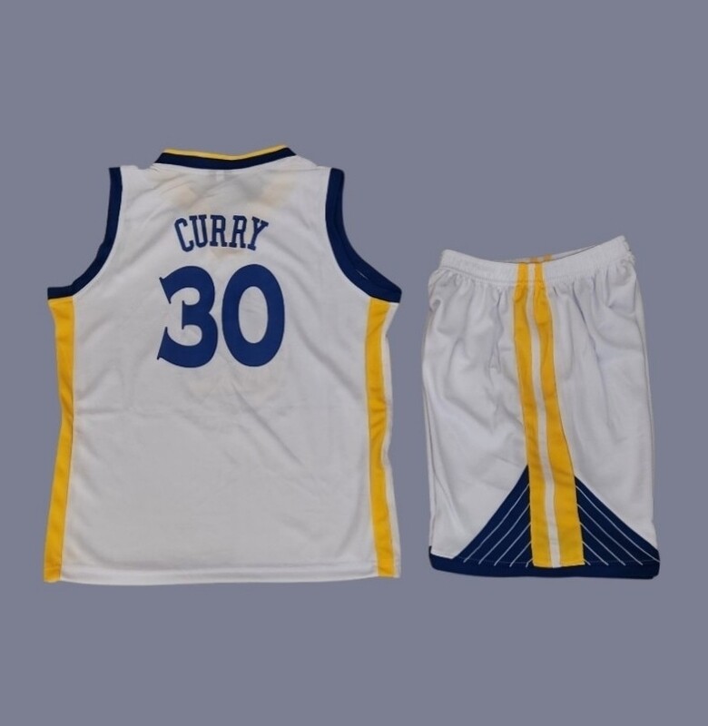Golden State Warriors - Stephen Curry kids white jersey (full kit)
