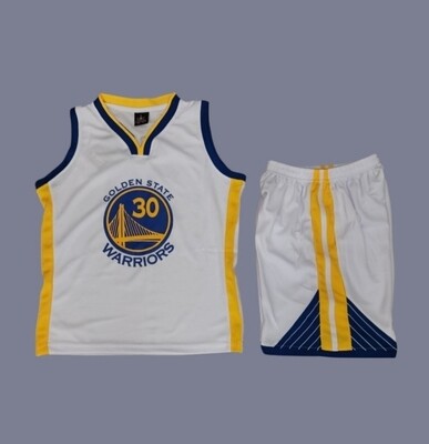 Golden State Warriors - Stephen Curry kids white jersey (full set)