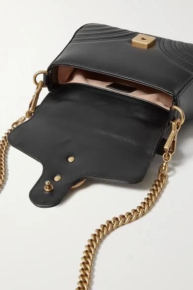 Gucci GG Marmont Mini Leather Shoulder Bag Black
