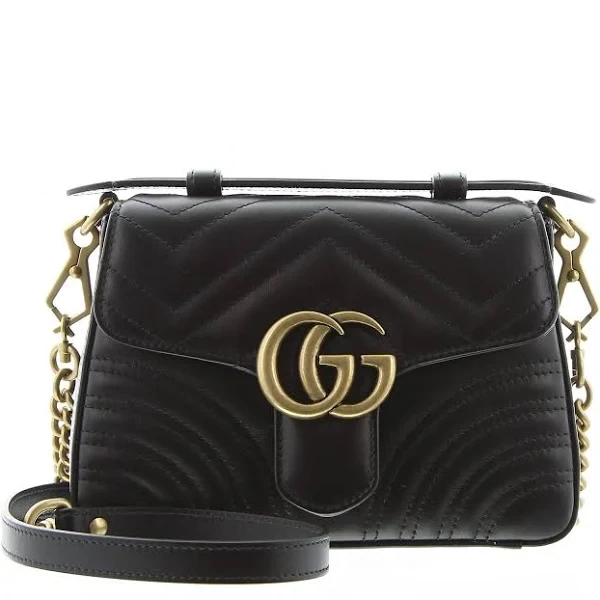 Gucci GG Marmont Mini Leather Shoulder Bag Black
