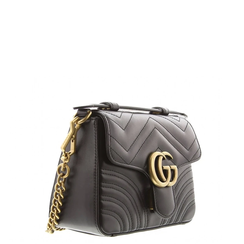 Gucci GG Marmont Mini Leather Shoulder Bag Black