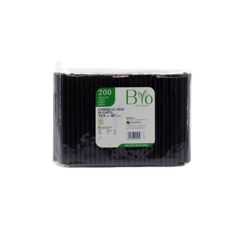 Cannucce Nere Biodegradabili 13,5cm (200 pezzi)